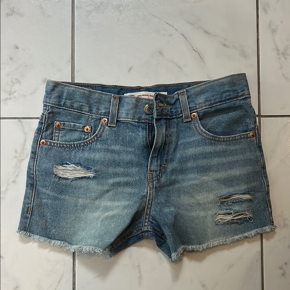 Levi's Kids Blue Distressed Denim Shorts